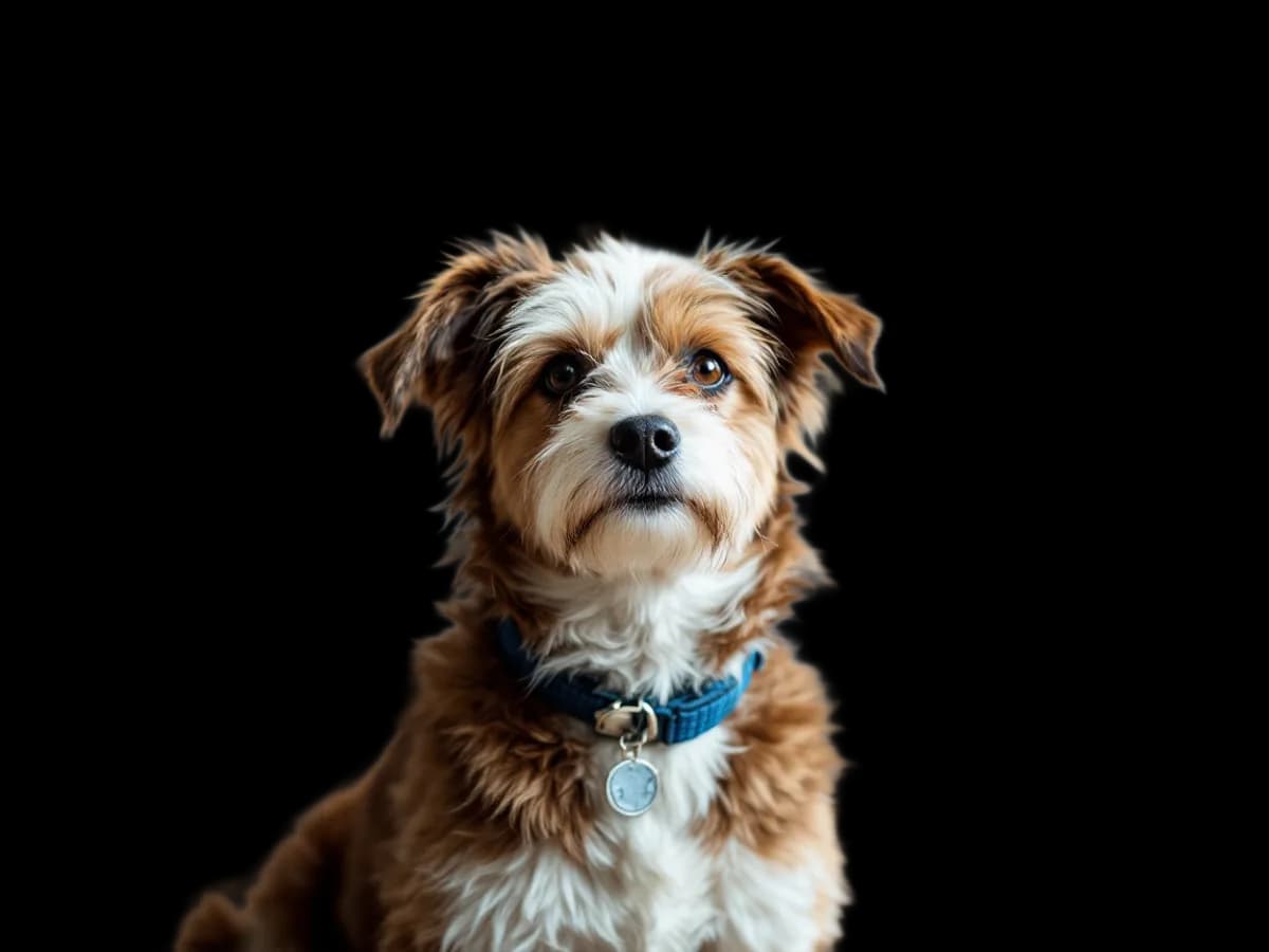Chien détouré sur une carte colorée