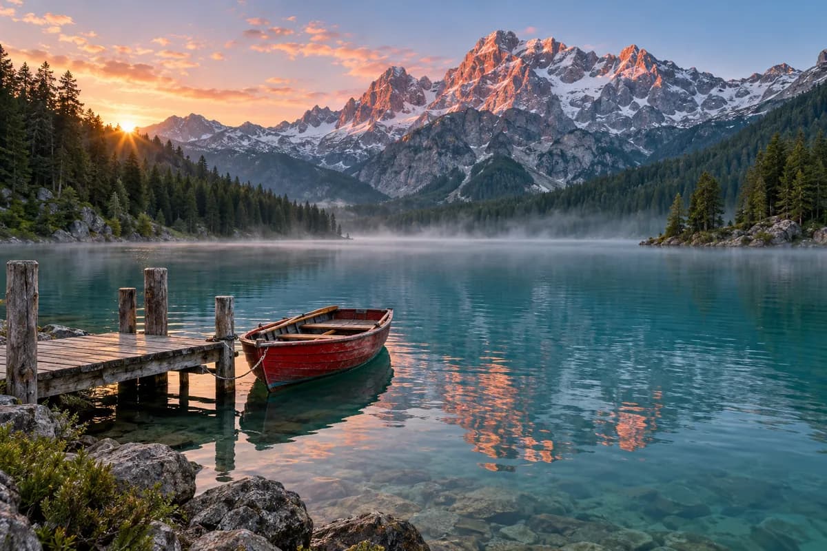Photo de paysage compressée d’un lac de montagne